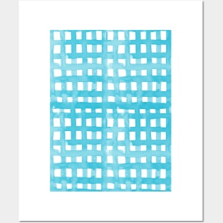 Watercolor grid - baby blue Posters and Art